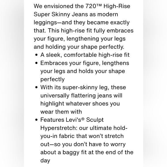 LEVI'S | 720 High Rise Super Skinny stretch jeans - Picture 9 of 10